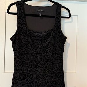 White House Black Market Black Patterned Tank Top